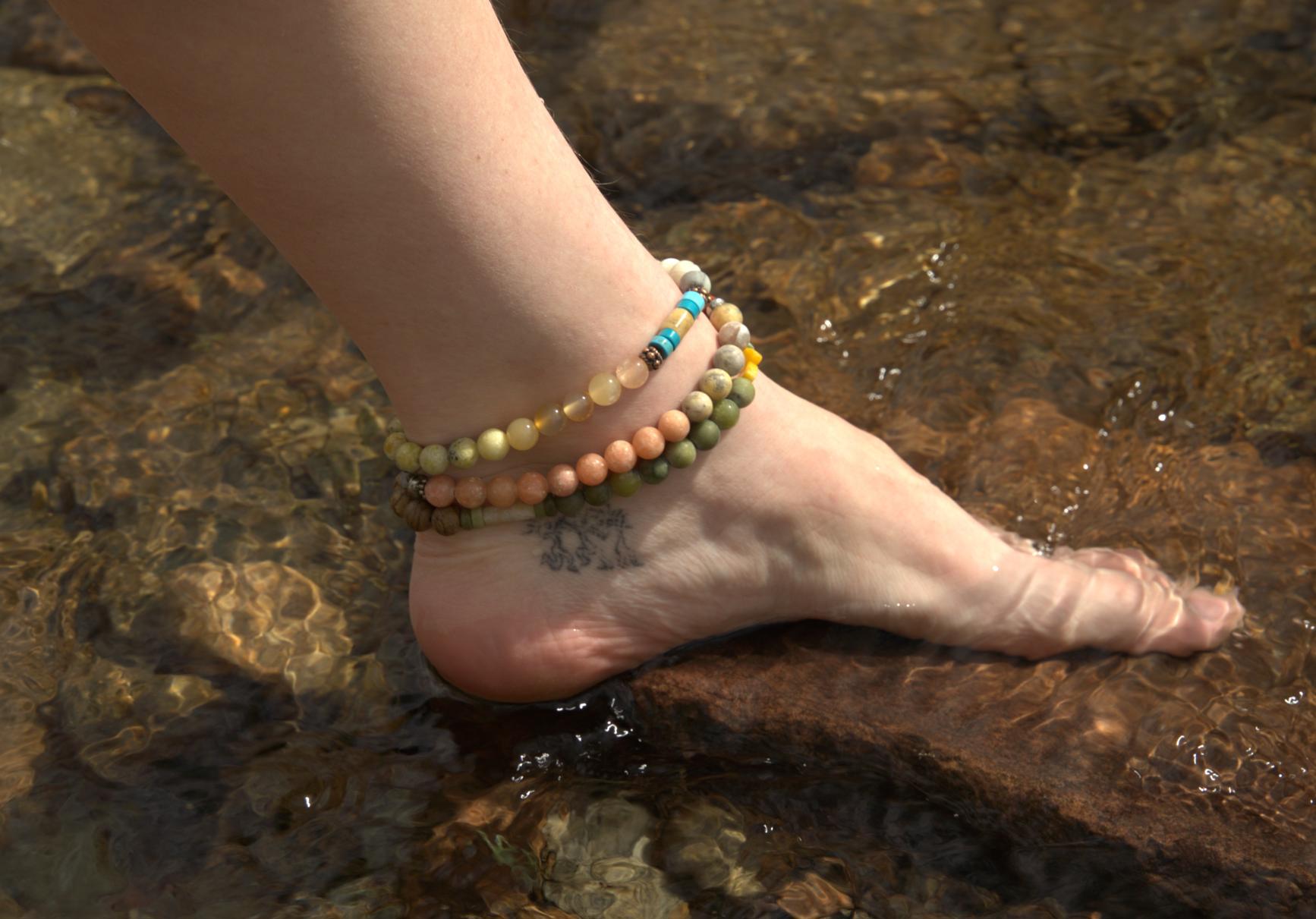 Worn as anklet